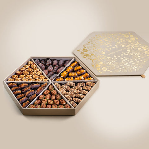 Plain Dates
Plain Dates
Dried Mango & Cashew Stuffed Dates 
Almond Date Tamriyas
Pecan & Date Wholes
Mejdool Dates stuffed with mamra almonds
Walnut & Dried Fruit Wholes 
Almond Date Tamriyas
Pecan & Date Wholes
Mejdool Dates stuffed with mamra almonds
Walnut & Dried Fruit Wholes 