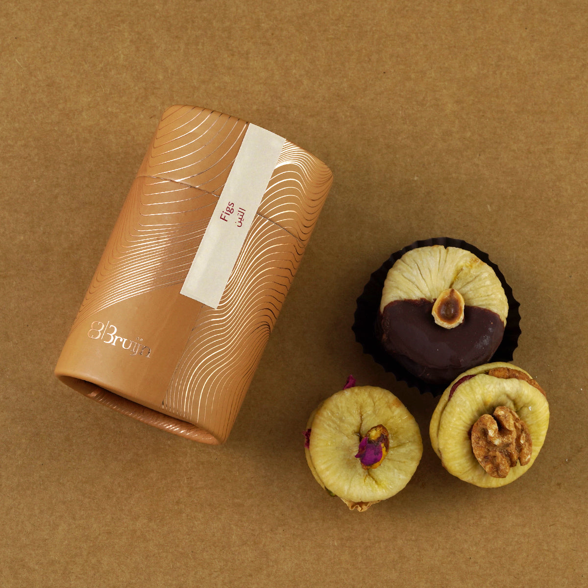 Biodegradable cylinder pack displayed with figs